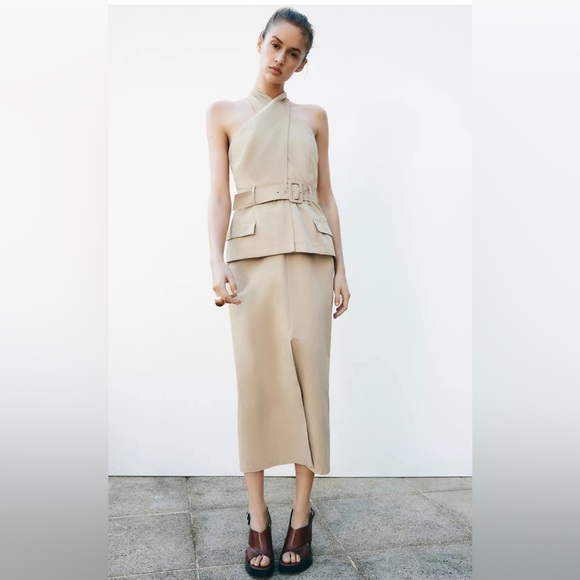 Zara Crossover Belted Midi Dress SizeS NWT gorgeous❣️